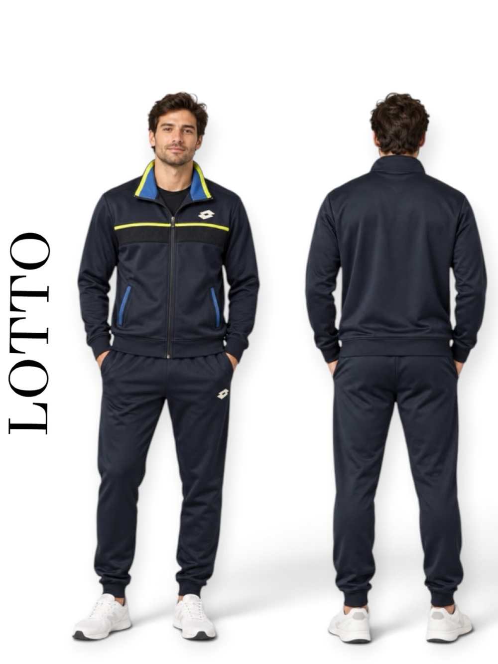 Lotto Two-piece jogging suit in dark navy blue. Matching Zip Track Jacket XL